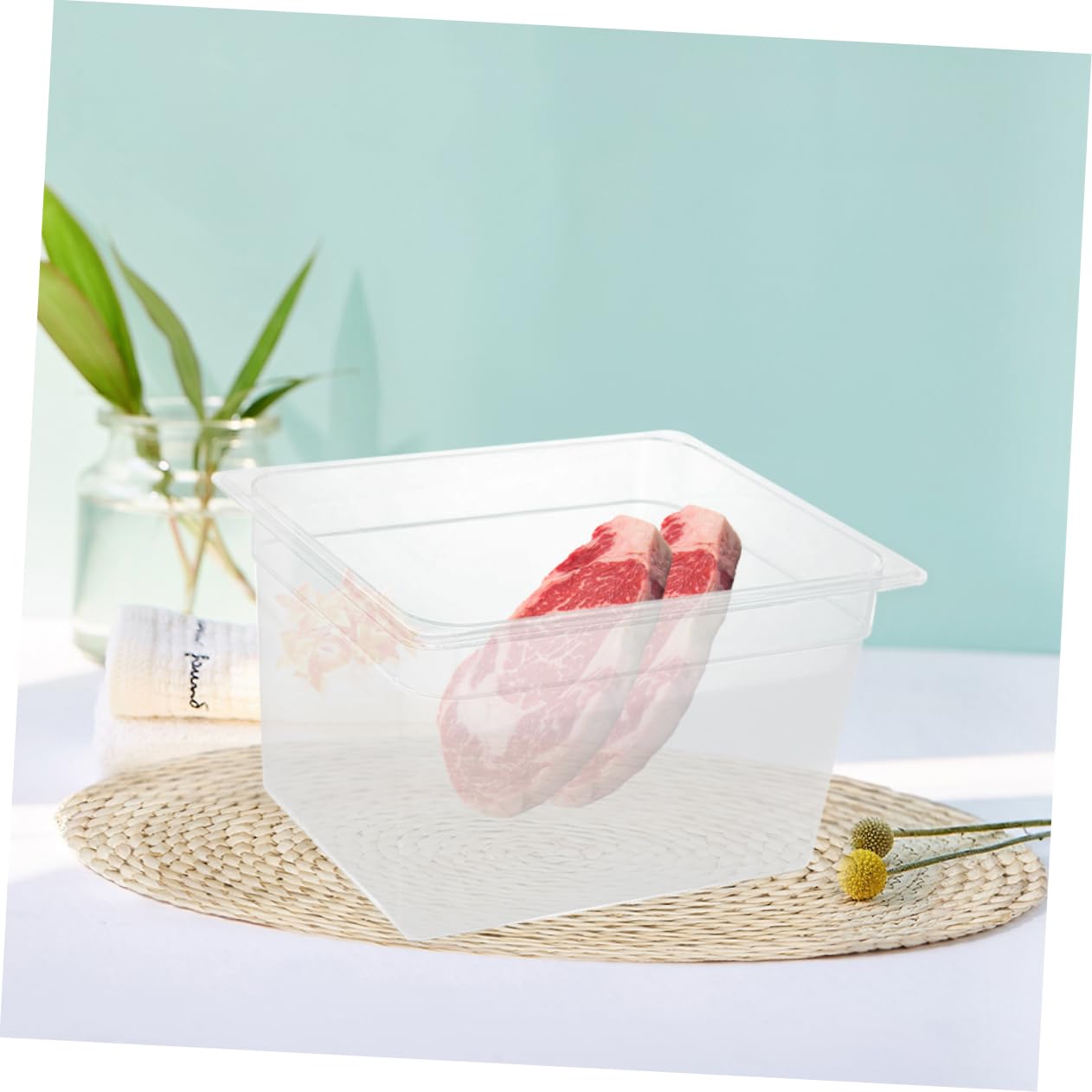 Yardwe Olla de Cocción Lenta Baja Temperatura Recipiente de Cocción Lenta Reutilizable Caja Transparente para Cocina Recipiente para Guardar Verduras para Cocinar Carnes Baja Temperatura