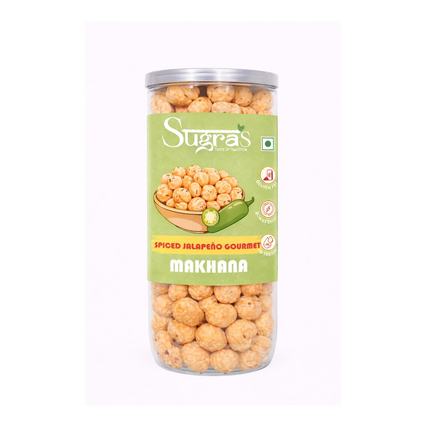 SUGRAS FOODS LLP Premium Spiced Jalapeño Gourmet Makhana 70g Pack | Roasted Fox Nuts Snack | Spicy & Crunchy Healthy Snack | Light & Guilt-Free Evening Munching | High-Protein Vegetarian Snack-image-21