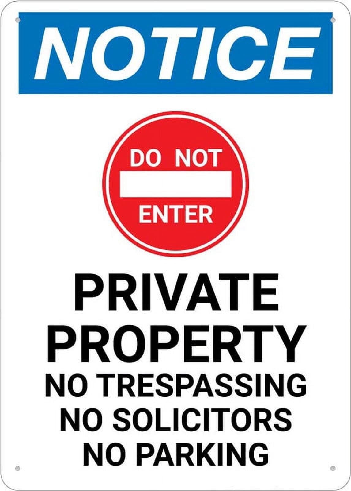 Peiyeety A10 Notice Private Property No Trespassing Solicitors Parking Portrait Signs Outdoor, Uv Printed Aluminum 12X16 Inches, Weatherproof And Security Signs For Home Or Business