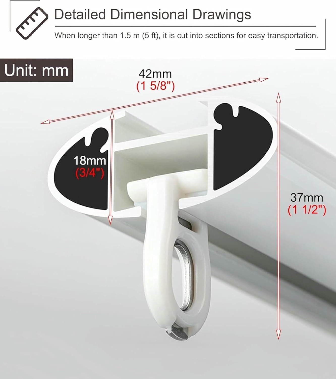 Decorative Wall Mount Curtain Single Tracks for Living Room/Offices, Track Aluminum Alloy Durability Curtain Slider Rail, Quietly Curtain Rod Bracket