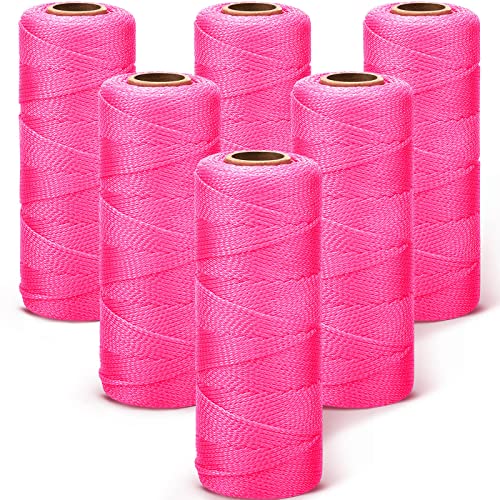 6 Roll Mason Nylon String 500 Feet Nylon Twine Braided Twine String Twine Heavy Duty Outdoor Twine Rope Hanging String Masonry String Lines For Construction Diy Project Gardening (Fluorescent Pink) #TOP30