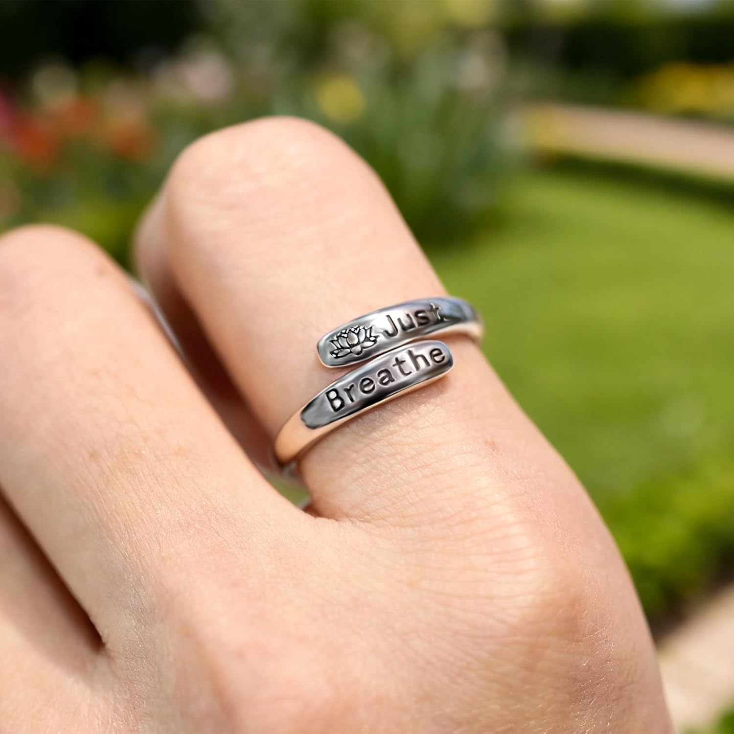 Hope Rings Just Breathe Ring for Women Sterling Silver Adjustable Inspirational Jewelry Encouragement Gifts Size 7 - Image 4