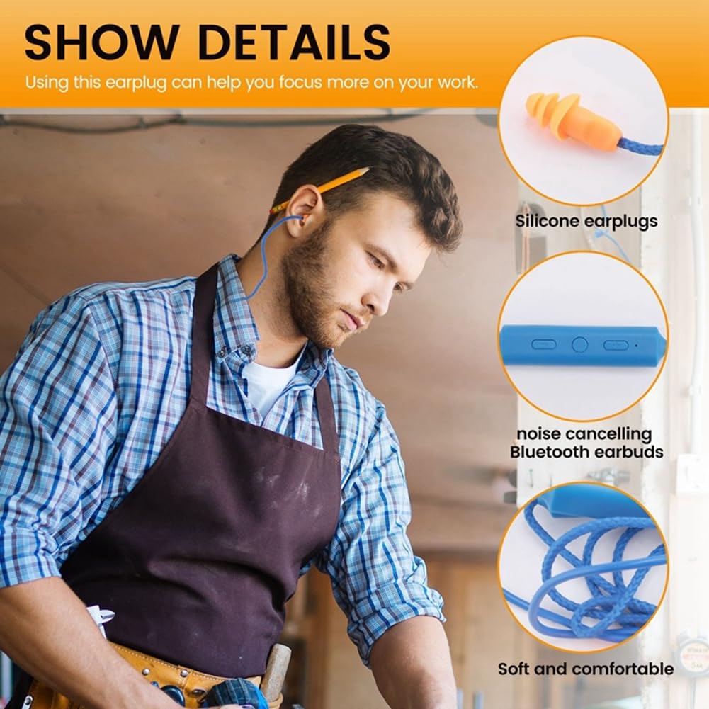 2 tappi auricolari Bluetooth per, protezione 'udito, riduzione del rumore, cantieri, luoghi rumorosi