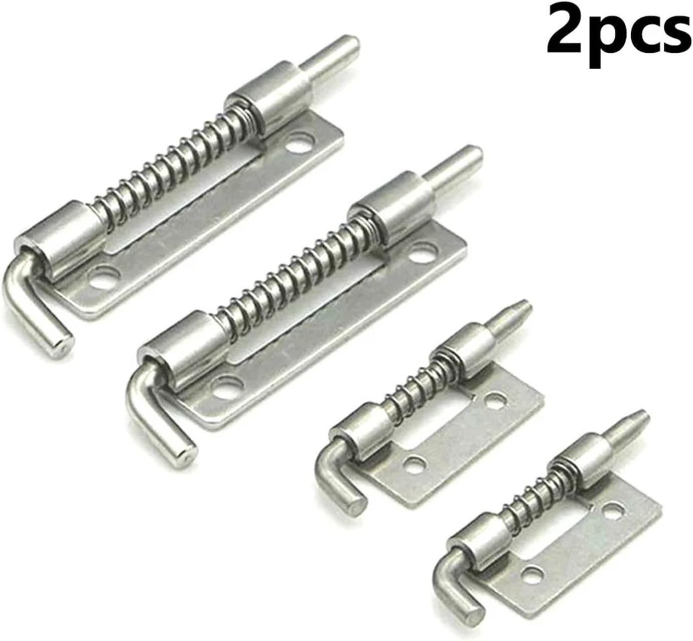 2pcs Spring Loaded Latches 304 Stainless Steel Security Bolt Latch Hasp Staple Gate Safety Lock Latch Door Cabinet Hinges(L Left)