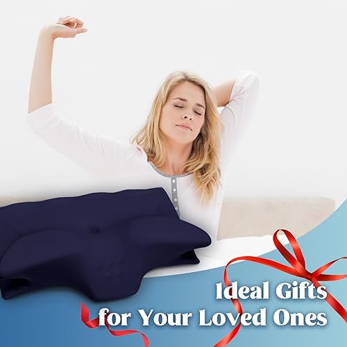 Miniatura 7 de Almohada cervical para aliviar el dolor de cuello, almohadas de espuma viscoelástica de contorno refrescante, soporte ergonómico sin olor, almohada