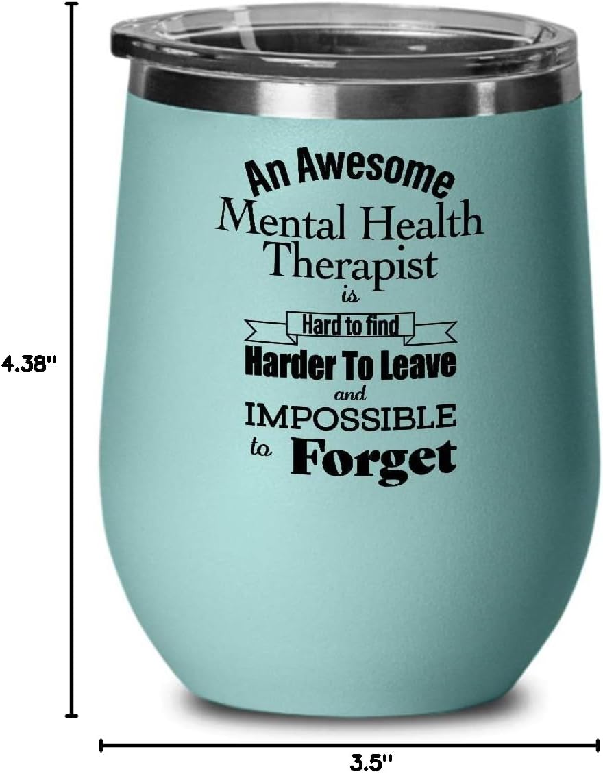Thank You Gifts for Mental Health Therapist Retirement Wine Tumbler - Farewell Appreciation Leaving Boss Employee Coworker Retired Retiring - Wine Glass with Lid - Teal