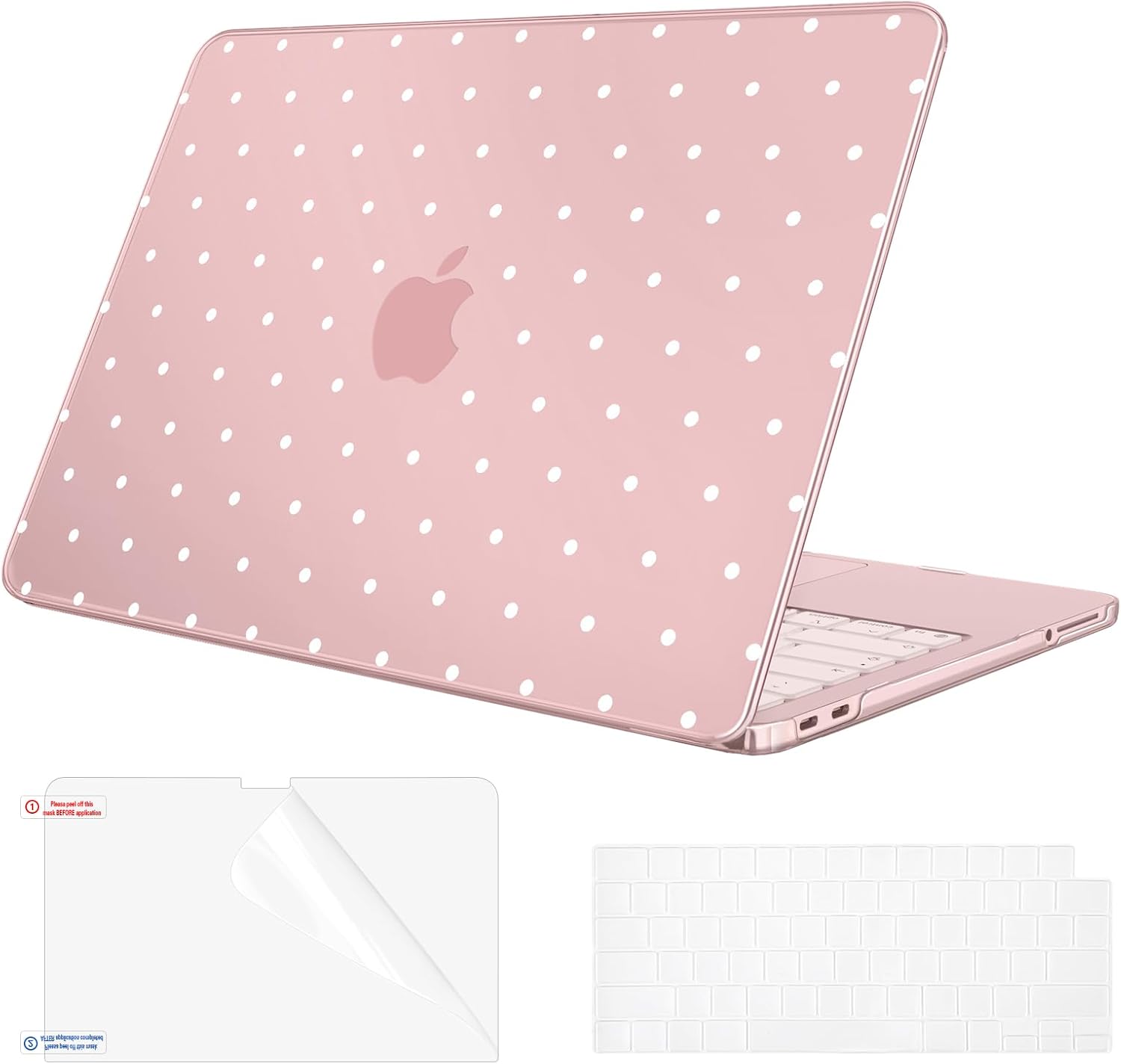 Fintie Case for MacBook Neo 13 Inch with Keyboard Skin & Screen Protector | 2026 A3404, Snap-On Design, Slim Fit, Hard Shell Cover, Blush Polka Dot