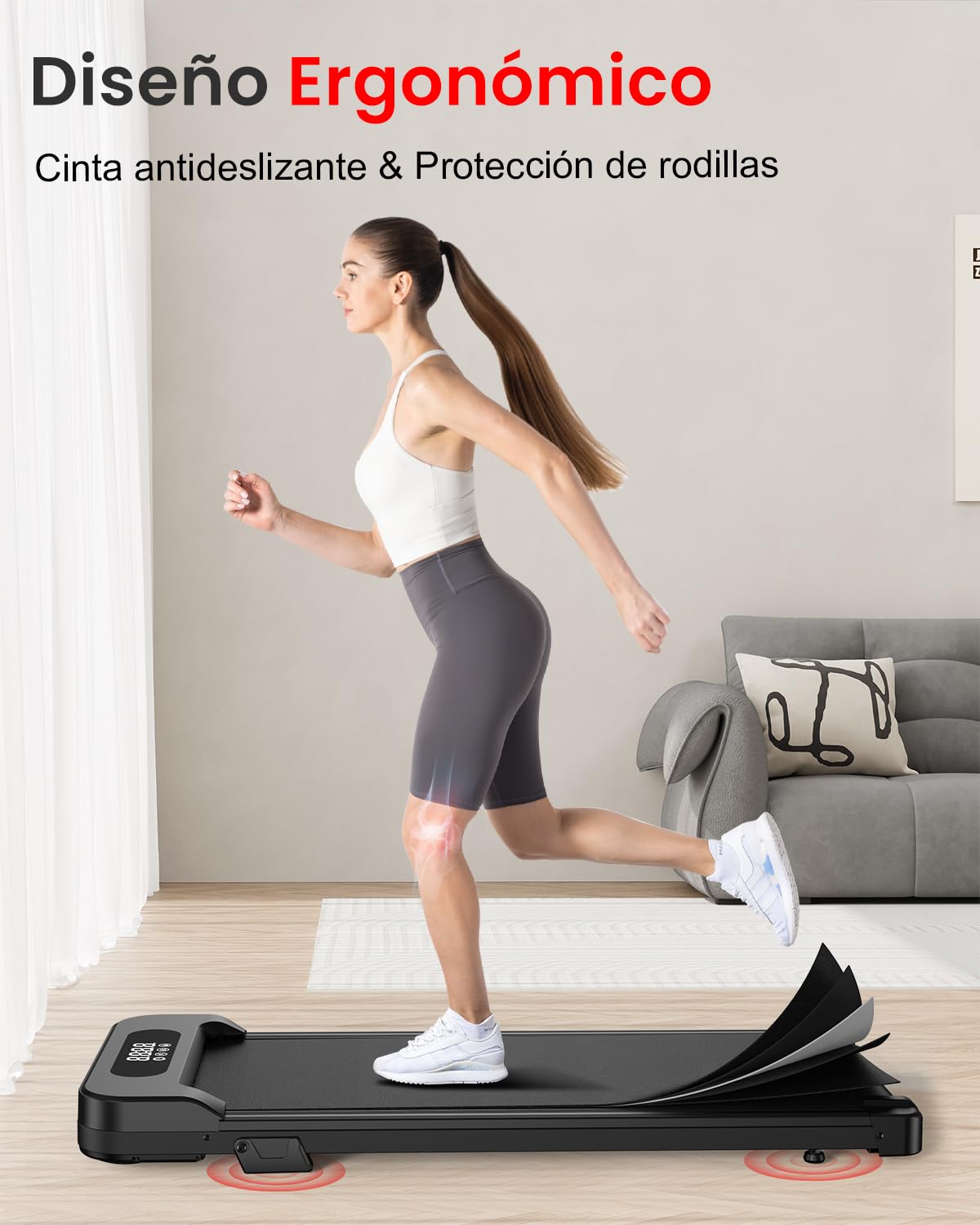HomeFitnessCode Tapis de Course Électrique Pliant Walking Pad 8 km/h, 2.5HP, Large Surface 40cm, Télécommande et Écran LCD - Cadre Renforcé, Capacité de 265 LB - pour Maison et Bureau (Noire)