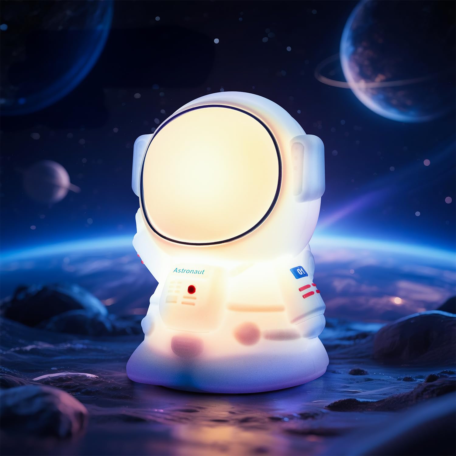 loatme Night Light for Kids, Rechargeable Dimmable Silicone LED Nightlight with 7 Colors, Baby Nursery Night Lamp, Touch Squishy Lamp, Cute Gifts for Girls, Boys, Toddler Room Decor, Astronaut