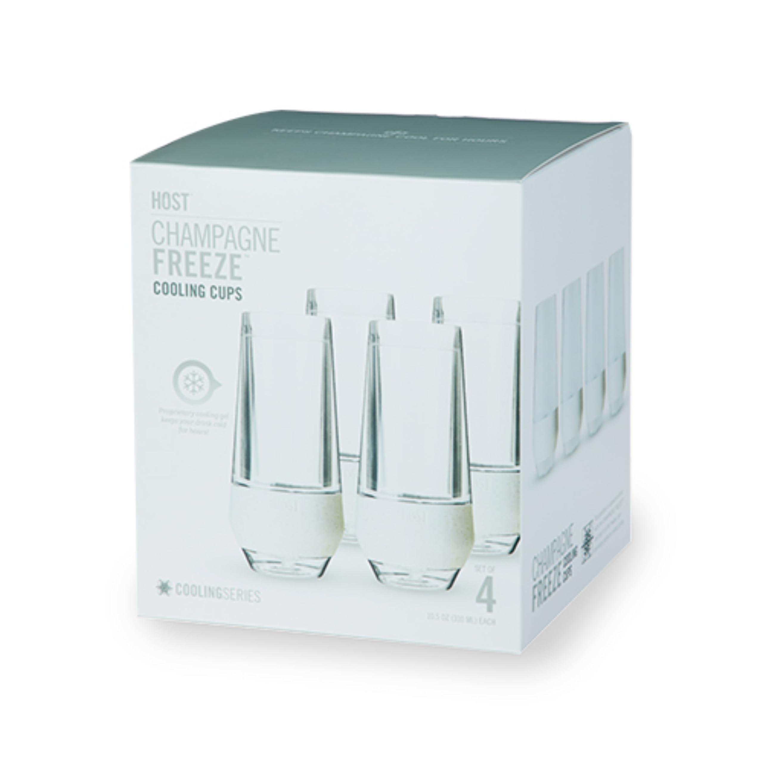 HOST Champagne Freeze Kühlbecher, Doppelwandige, isolierte, gefrierbare Weingläser ohne Stiel mit aktivem Kühlgel | mit isoliertem Silikongriff, 4er-Set, 266 ml (9 oz) – Glitzer (10040)