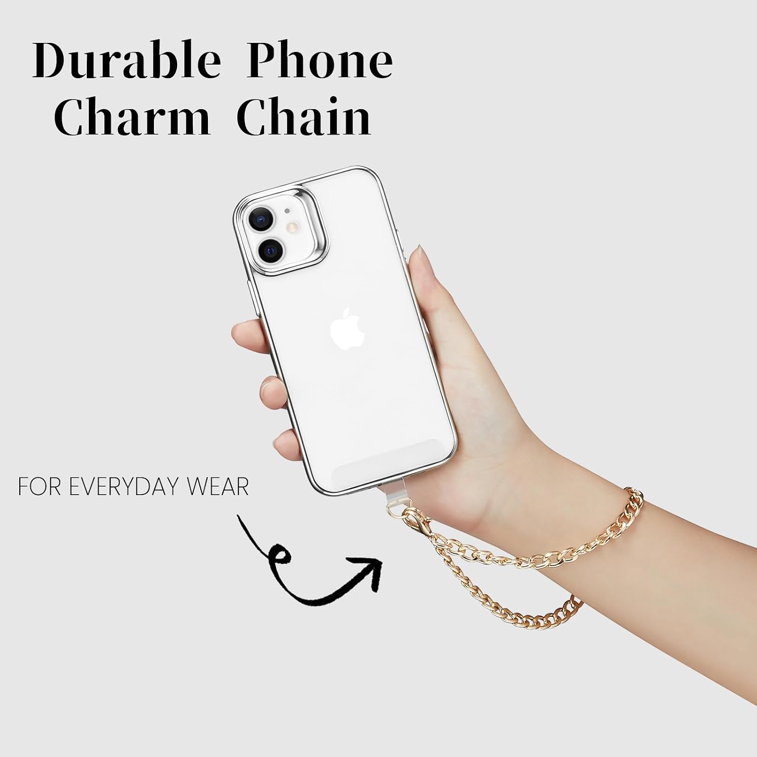 Phone Charm with Gold Metal Chain Detachable Phones Lanyard Hand Wrist Smartphone Strap Adjustable Finger Grip Strap with 3 Patches Tether Universal for iPhone 17 Pro Max 16 15 14 Charms image 5