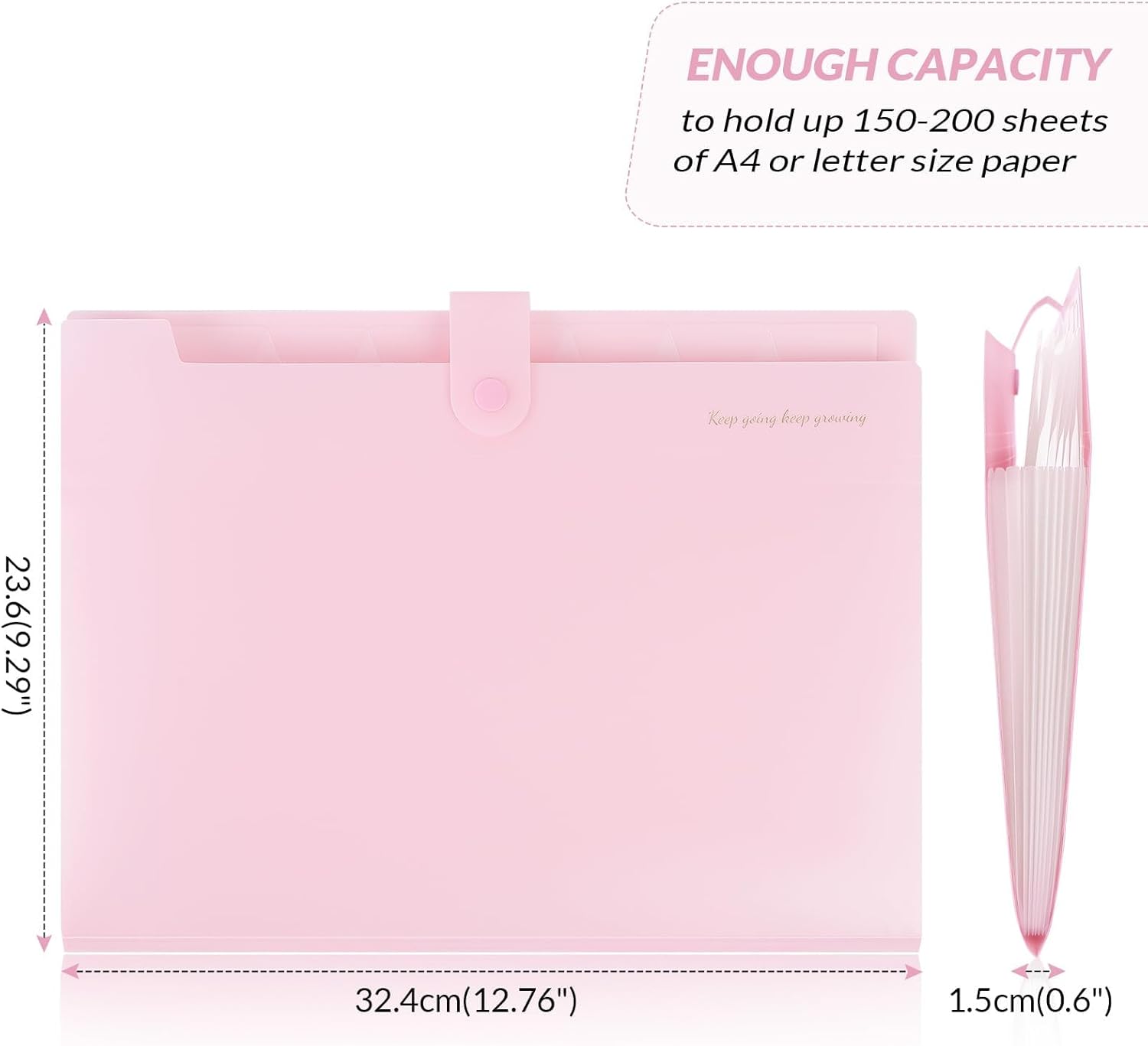 SKYDUE Pink Accordion File Organizer, Expanding File Folder with 8 Pockets, Expandable Document Paper Receipt Organizer, Letter/A4 Size Filing Folder School Office Supplies - Image 4