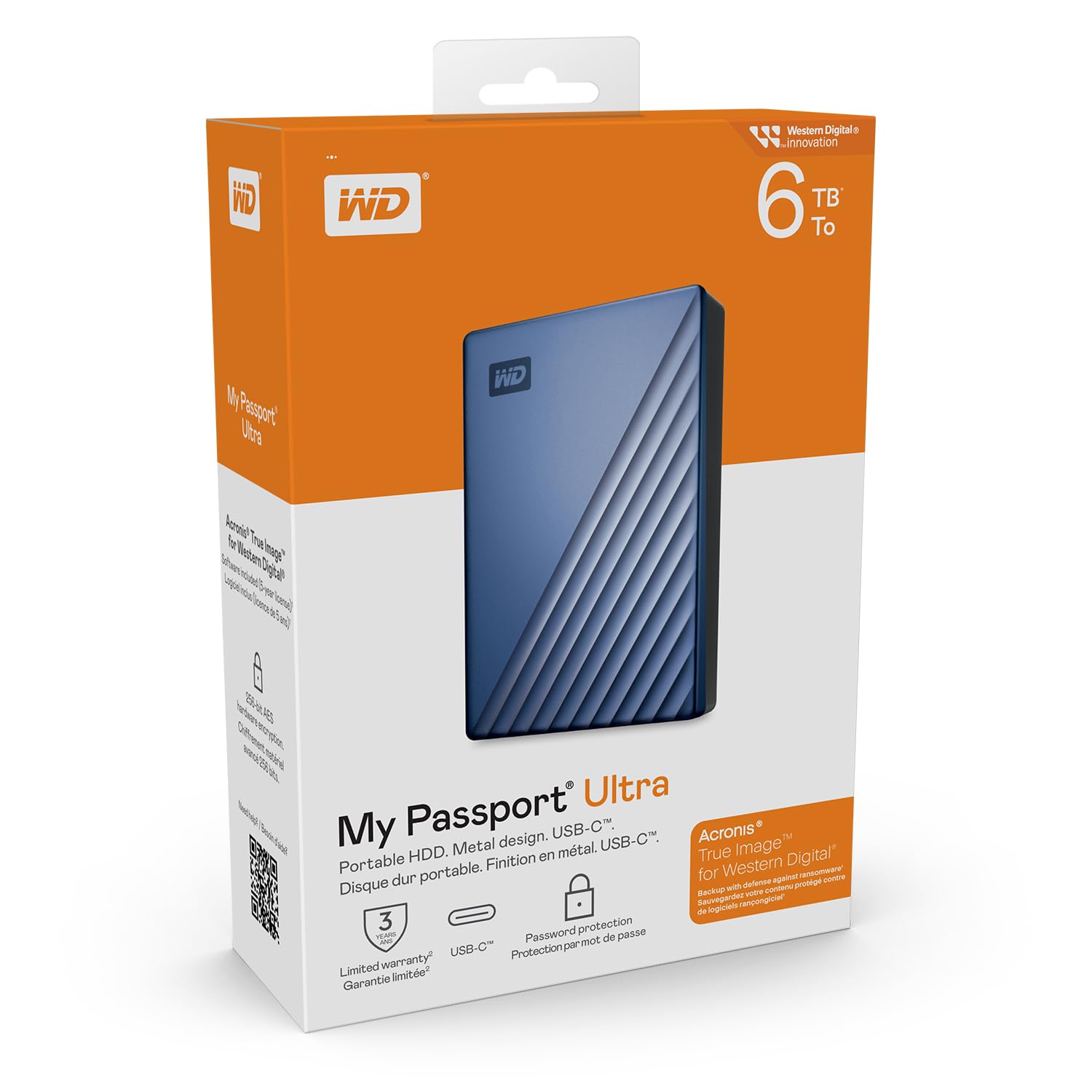 WD 6TB My Passport Ultra Portable Hard Drive, External HDD