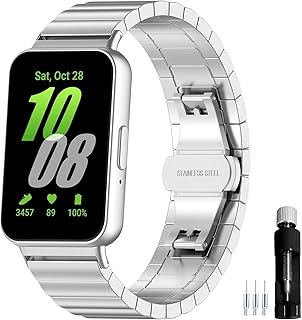 メタルウォッチバンドCompatible with Samsung Galaxy Fit 3 [2024] SM-R390 対応 ソリッドステンレススチール 交換用ウォッチバンド リストバンド ストラップ アクセサリー ブレスレット