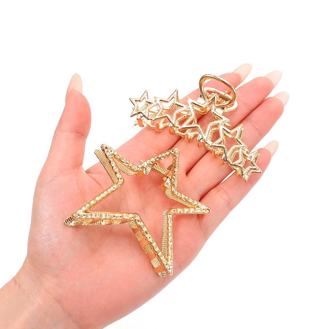 Casdre Star Hair Claw Clips Gold Metal Jaw Clip Medium Hair Clips Hair Clamps Accessories for Women(Pack of 2) - Image 4