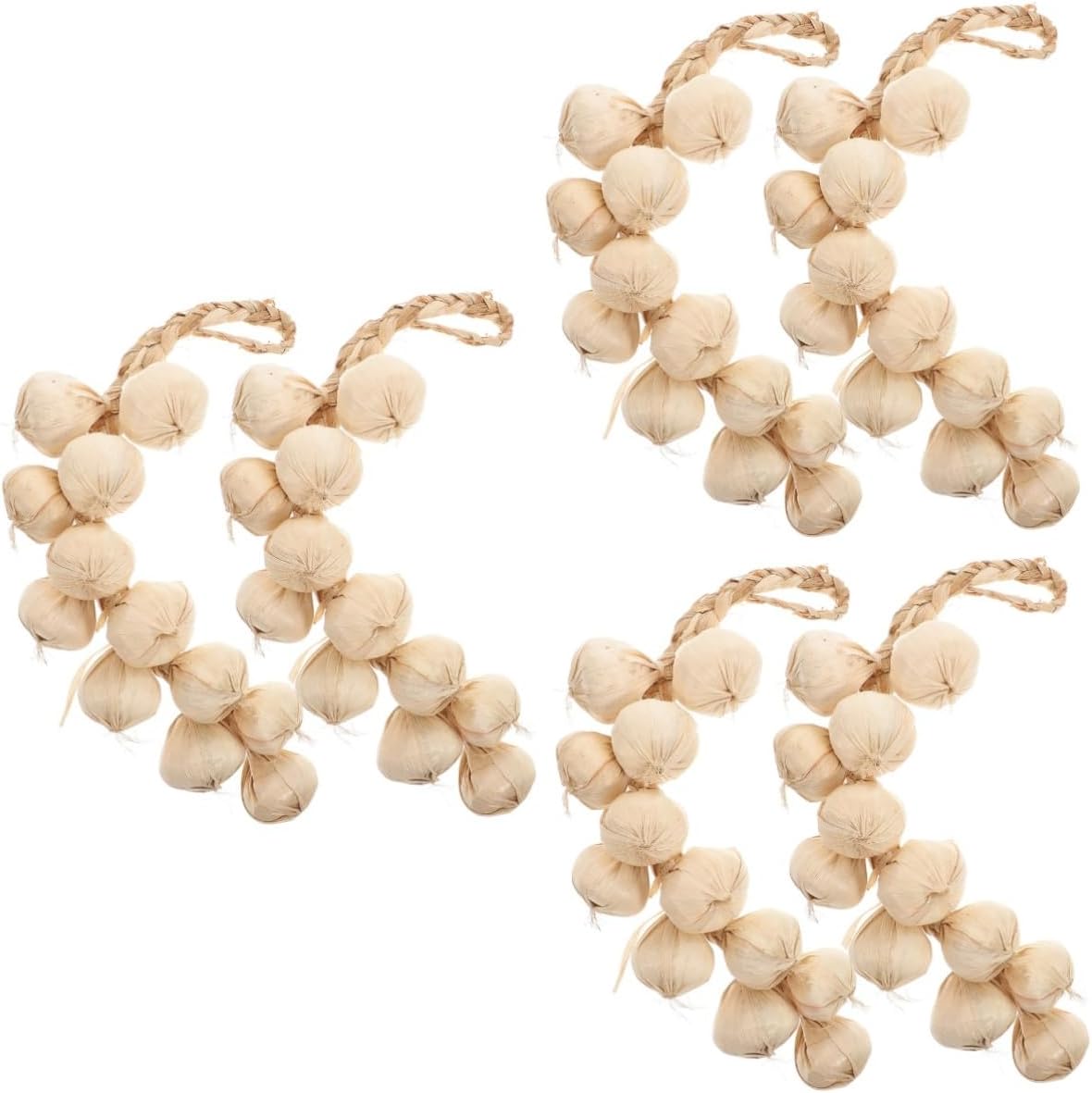 6pcs Decorative Wall Hanging Garlic Pendants Lifelike Garlic Strings for Halloween Party Adornments Home Kitchen Decor Farmhouse Aesthetic Realistic Photo Props