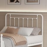 RELASIA Metal Queen Headboard with White Metal Construction, Rustic Farmhouse Style, Adjustable Height, Effortless Assembly, Steel Headboard for Bedroom