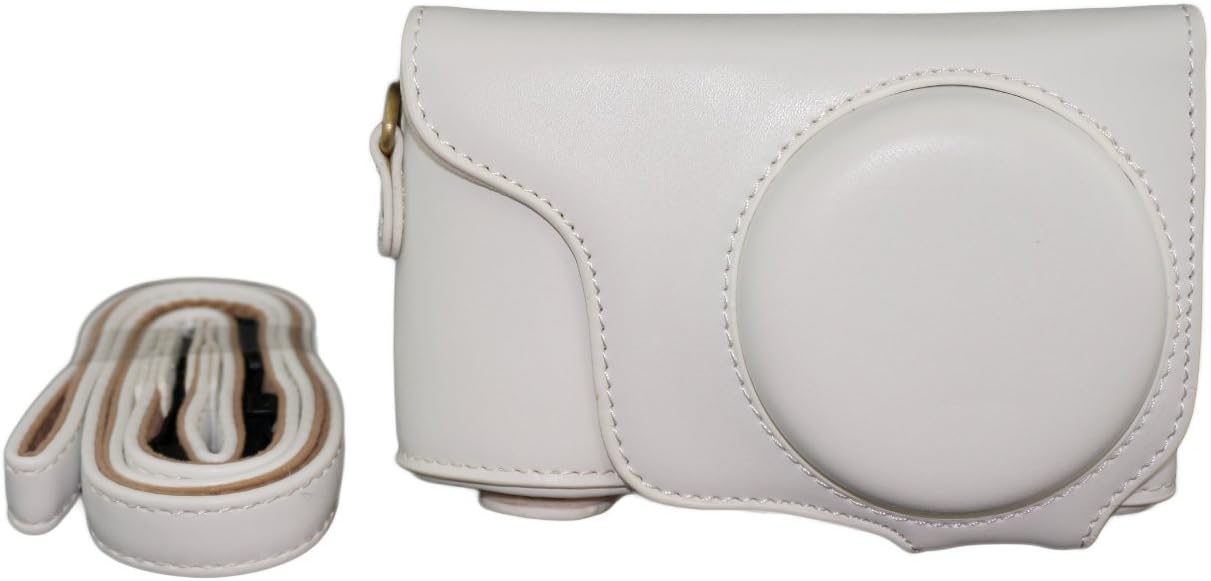 Protective PU Leather Camera Case Bag for Samsung Galaxy Camera EK-GC100 GC100 with Strap and Screen Protector - White