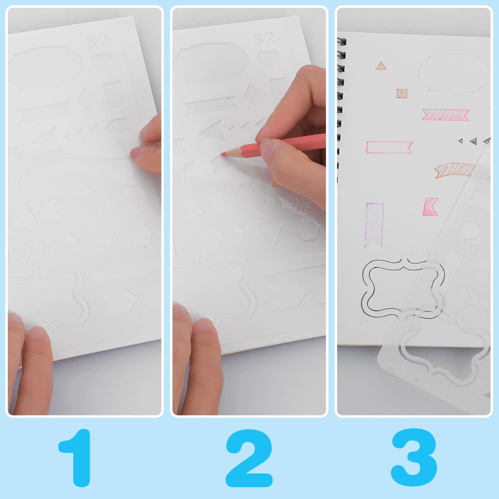 24 Stück Journal Schablonen Set 15x12cm | Wiederverwendbare Blumen & Blatt Vorlagen Für Scrapbooking & DIY