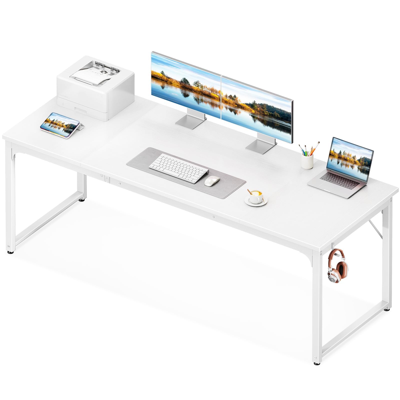 Coleshome 71 Inch Computer Desk, Modern Simple Style Desk for Home Office, Study Student Writing Desk, White