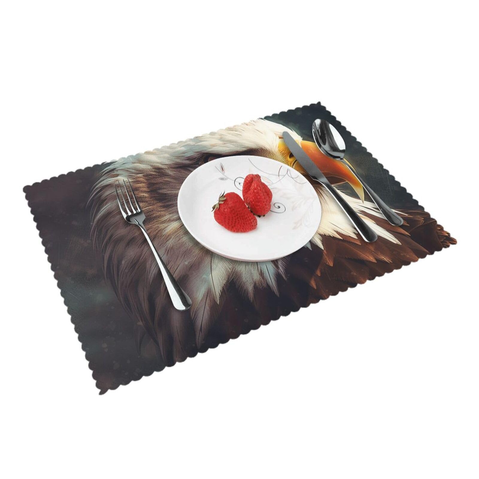 Placemats Set of 4 Heat Resistant Woven Place Mats for Dining Table A Bald Eagle Placemats Washable Wipeable PVC Table Mats Indoor/Outdoor Place Mats for Party Kitchen Decor 30x45 cm