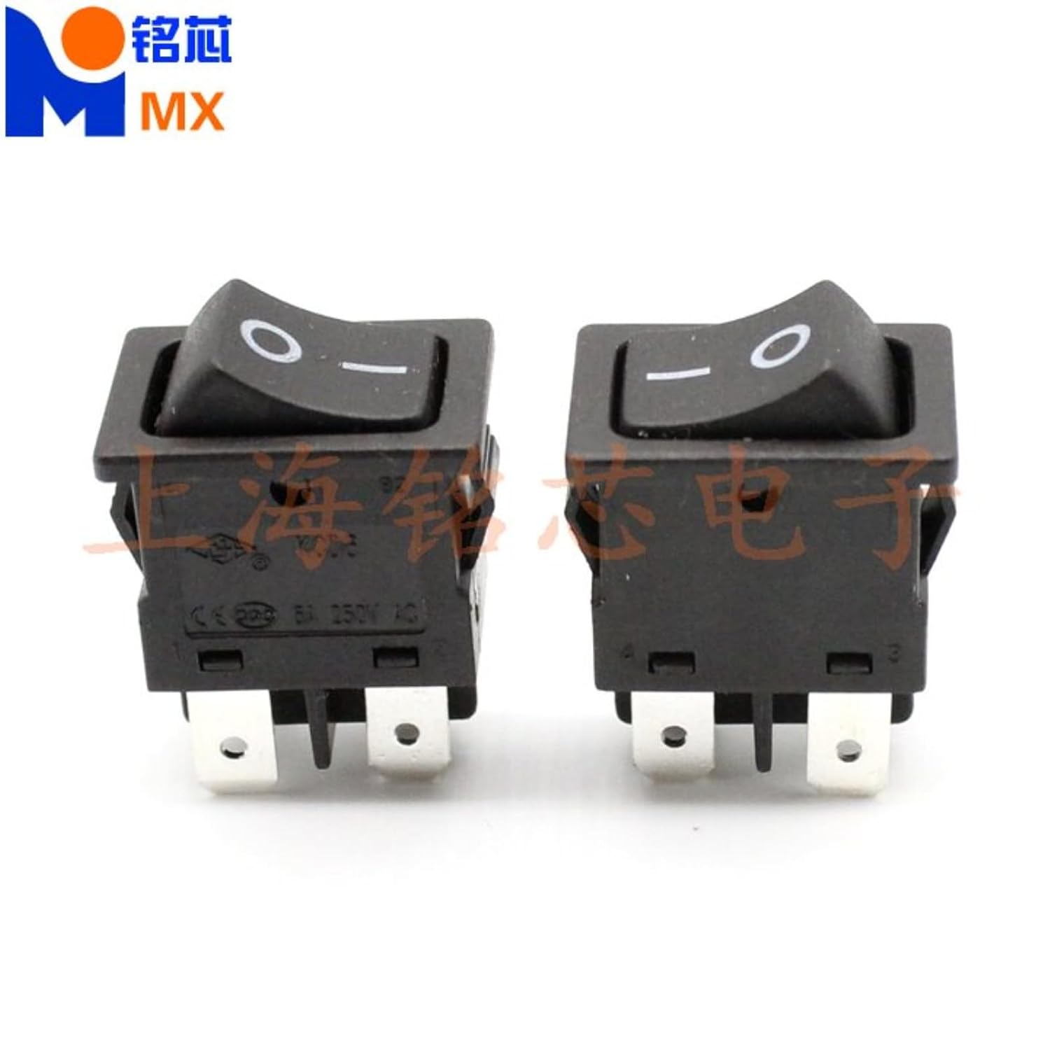 Boat Type Switch KCD6-21 Double Pole Single Throw 4 pins 2 Gears 6A 250V Black