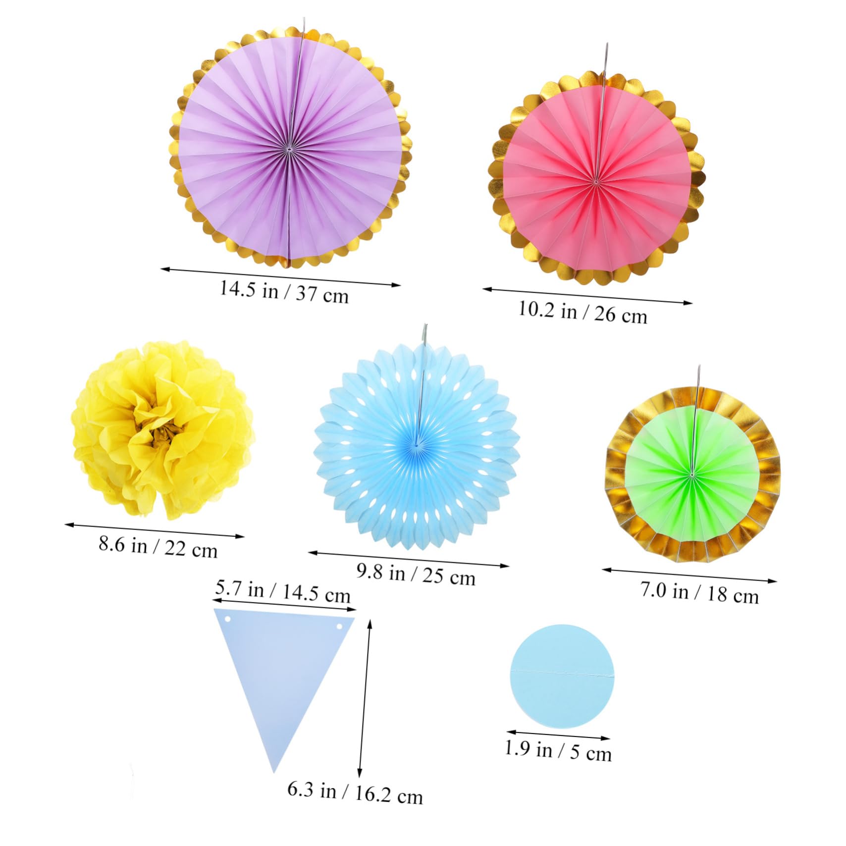 Abanicos de Papel Pompones de Papel de Tonos Pastel Decoraciones para Fiestas para Aulas y Cumpleaños