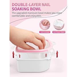 Yokilly Nail Soaking Bowl, Soak Off Gel Polish Remover Manicure Bowl, Acetone Nail Soak Off Bowl for Acrylic Nails Dip Powder Remover Kit with Cuticle Oil, Cutile Remover, Cuticle Pusher Peeler