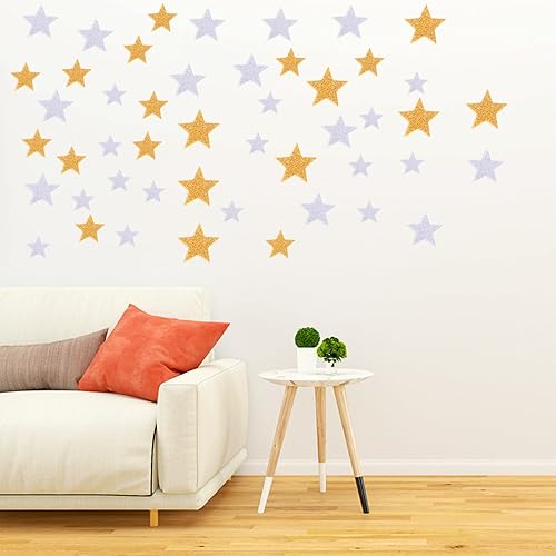 Miniatura 3 de Ouligay 200 calcomanías de espuma de estrella dorada para manualidades, calcomanías de estrella con purpurina, calcomanías de espuma brillante