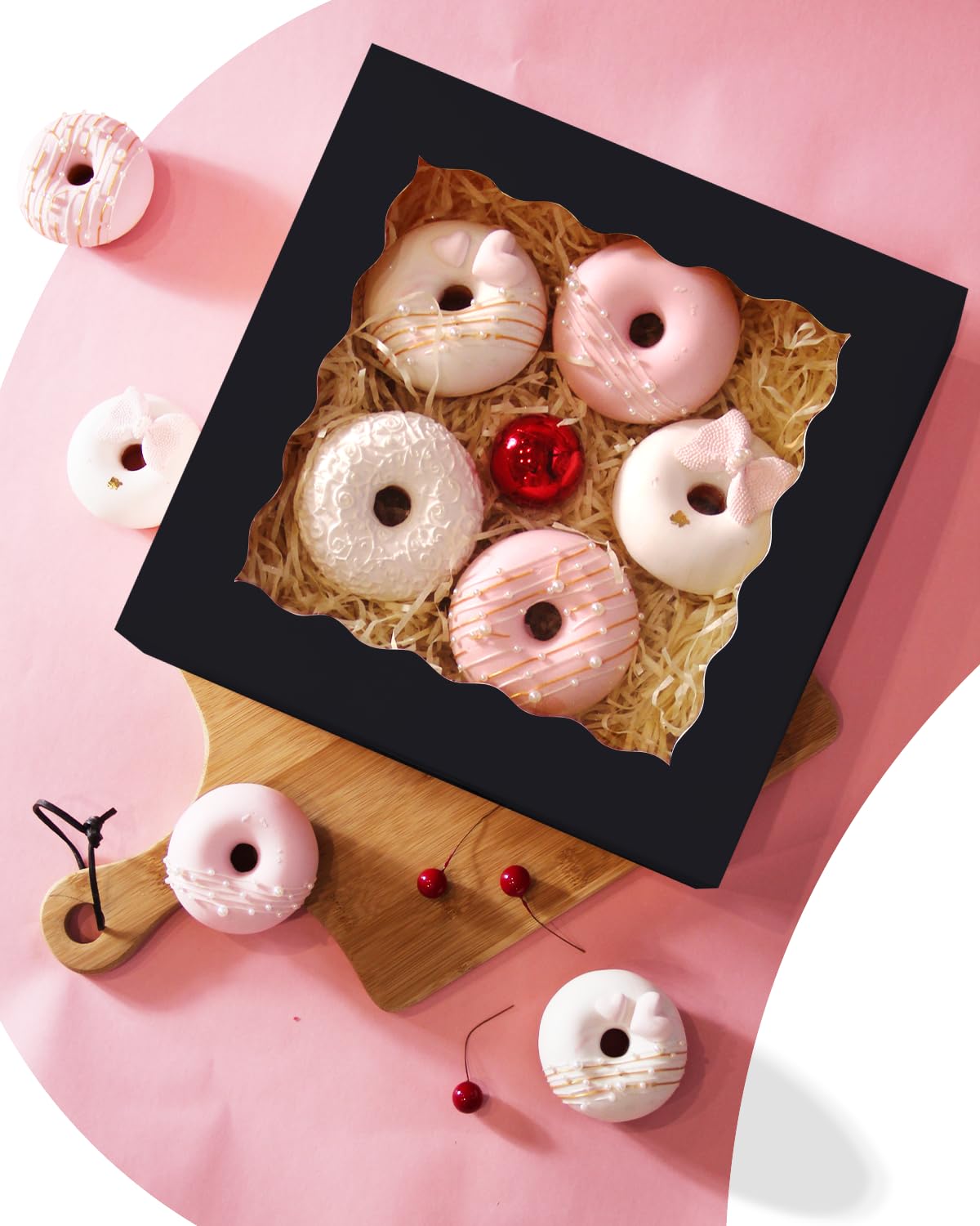 Gcardist Auto-pop-up taartdozen met kijkvenster, 25,4 x 25,4 x 6,3 cm, 12 stuks, 10 x 10 x 2,5 inch, wit