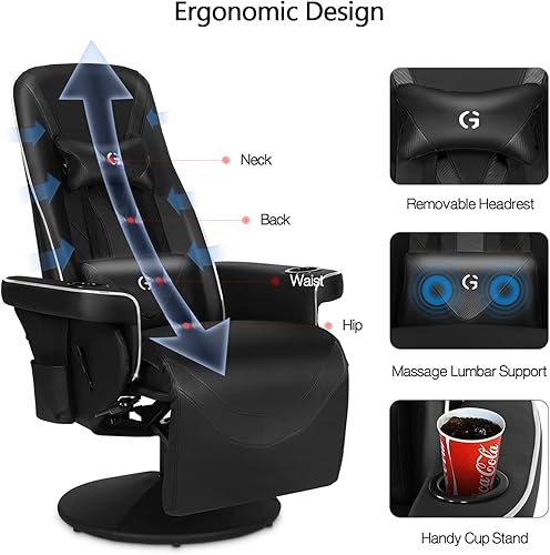 Miniatura 5 de Queen Throne - Silla de juegos de carreras con reposapiés y respaldo ajustable, silla ergonómica reclinable con respaldo alto y luces LED RGB,