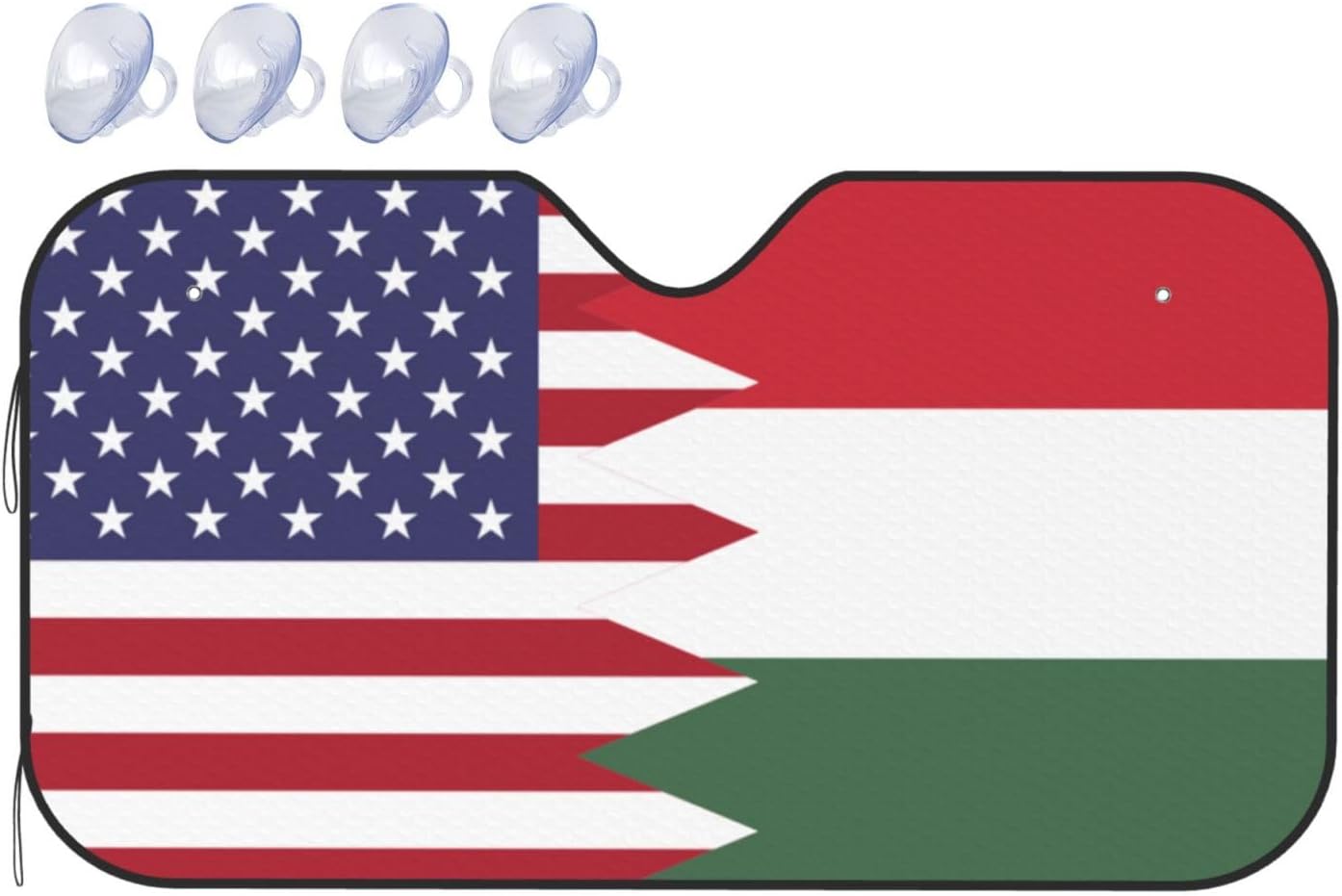 US-Hungary Friendship Flag Foldable Car Windshield Sunshade Blocks Heat and Sun Glare Uv Rays