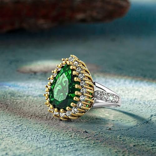 Miniatura 5 de Ssjewel 3 Ct Pear Diamond Two Tone Art Deco Ottoman Style Vintage Engagement Ring For Women 14K Gold Plated Hurrem Sultan Wedding Ring 925 Sterling