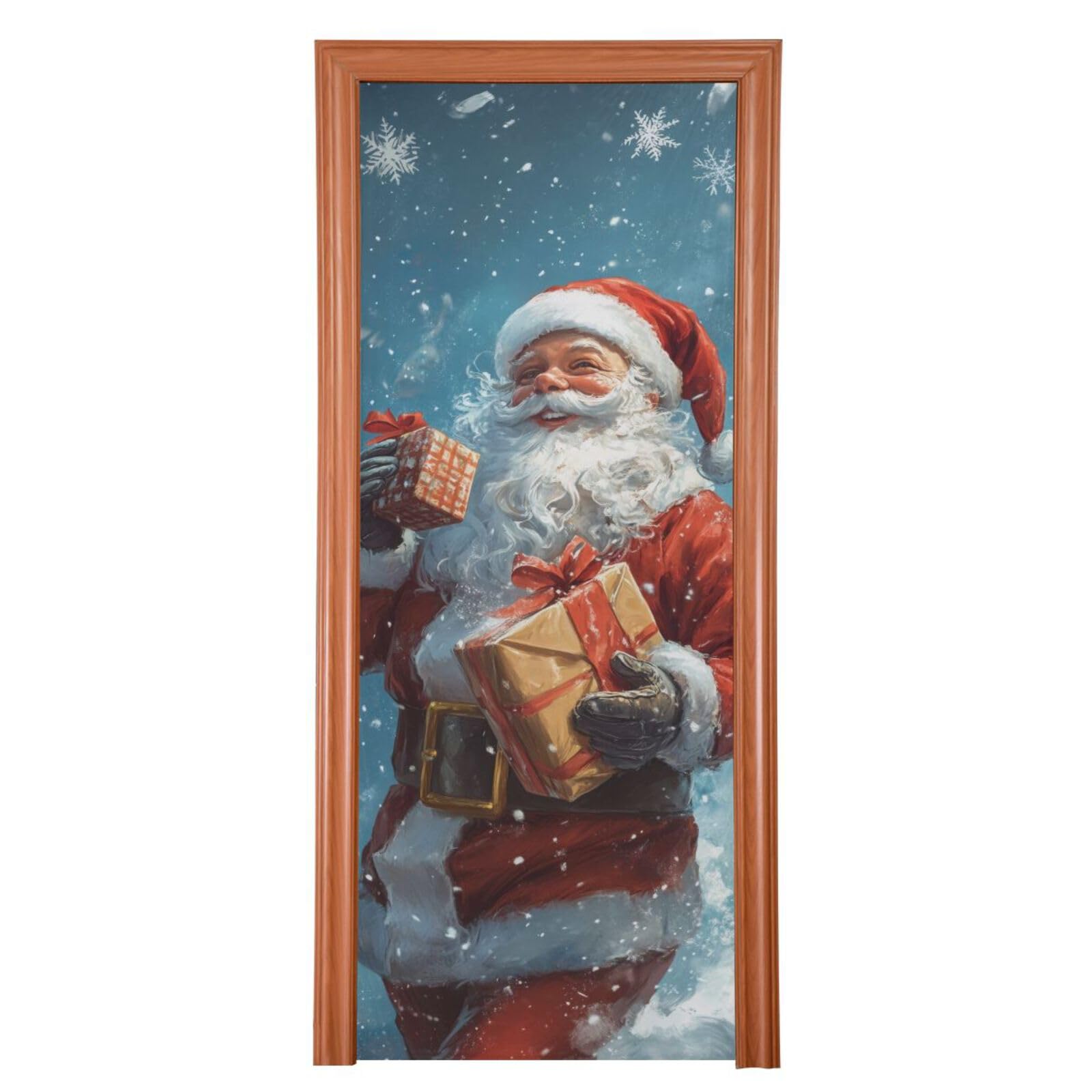 FLildon Happy Santa Claus Christmas Door Cover Decoration, Party Accessory Porch Decor for Festive Ornament Room Door Covers 32 x 79 Inch
