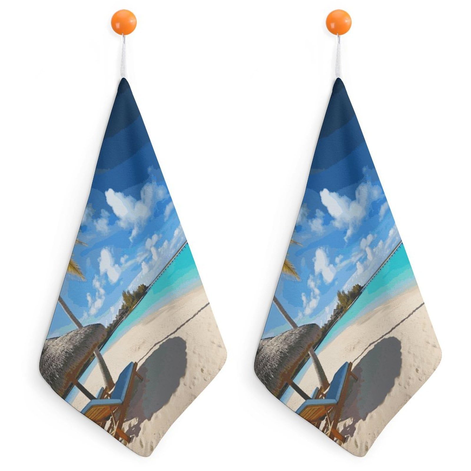 LDGSUPH Tropical Beach Hand Towels Fashion Hand Face Towel with Hanging Strap Absorbent Soft Decorative Towel Fade Resistant Cozy Face Cloths for Kitchen Gym Bathroom Towels 2PCS