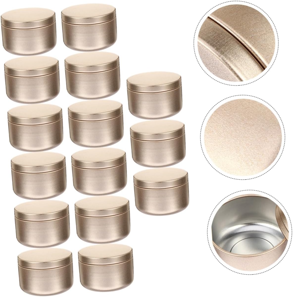 Aluminum Candle Making Tins 50ml 24 Pack Golden Storage Jars | Seamless Construction, Matte Gold Finish, Portable Reusable Set, for DIY Candle Making and Gift Storage