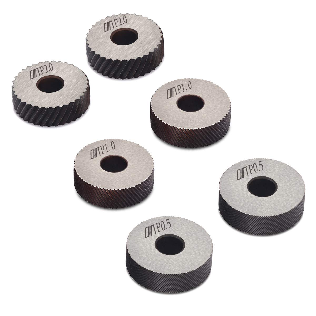 7tlg Rändelwerkzeug Set, 9SiCr Stahl, 0.5/1/2mm, Diagonal + Linear Rändelräder, für Drehbank Metallbearbeitung Anti-Rutsch
