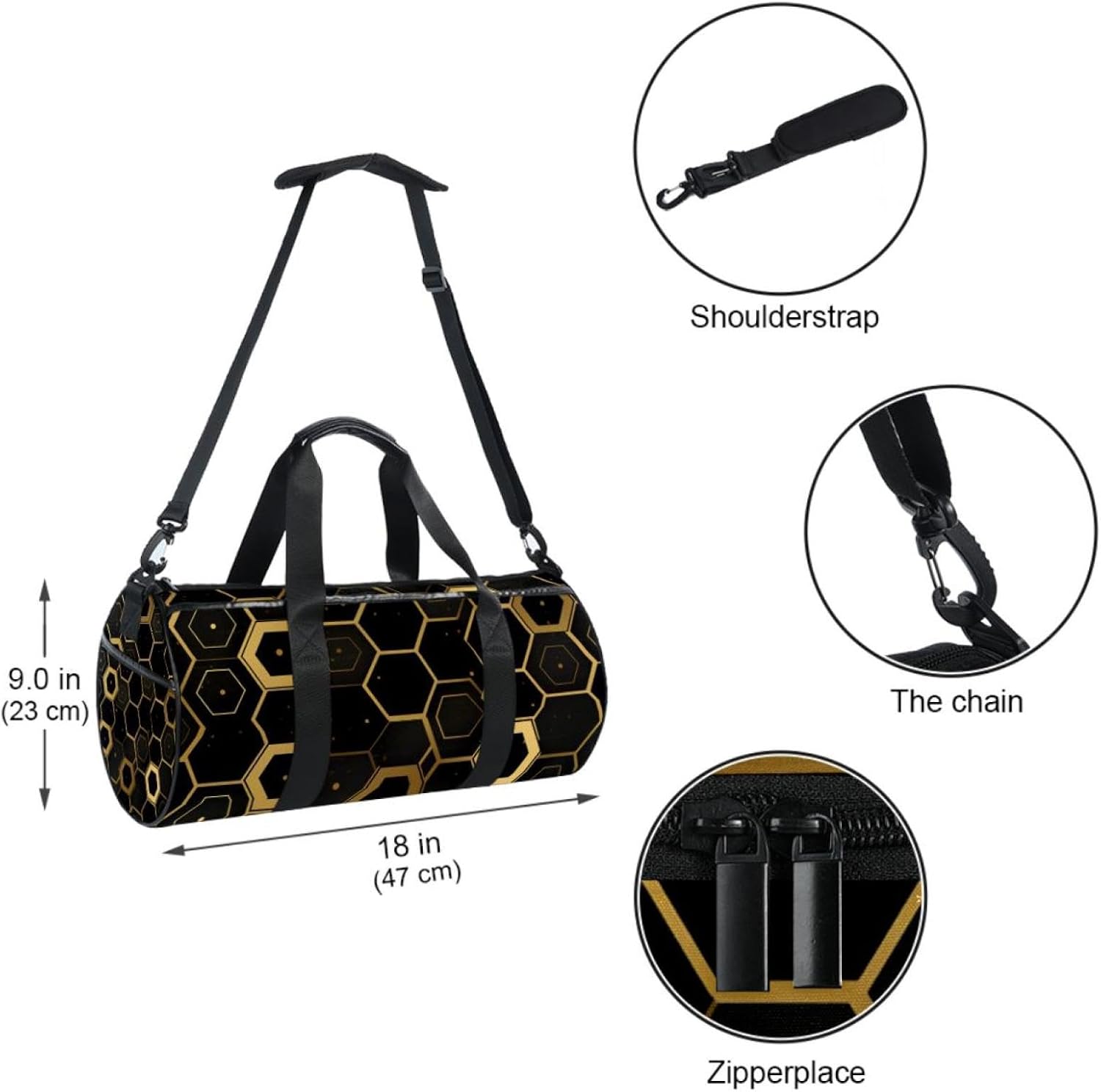 Gym Bags for Women,Duffle Bag for Travel,Abstract Geometric Hexagon,Gym Bag for Men