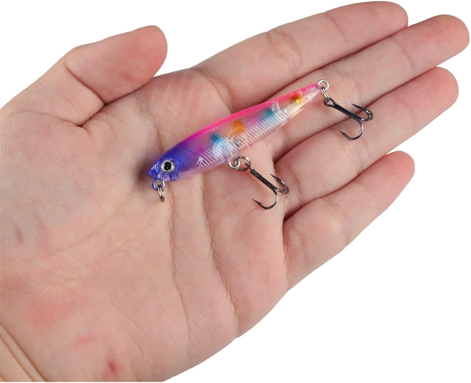 10Pcs, 55mm 3.5g, Bass Fishing Lure, Pencil Baits, with Treble Hooks, Lifelike Coating, Noise Balls, Slow Sinking Bionic Swimming Lures, Trout Perch Carp Fishing Tackle