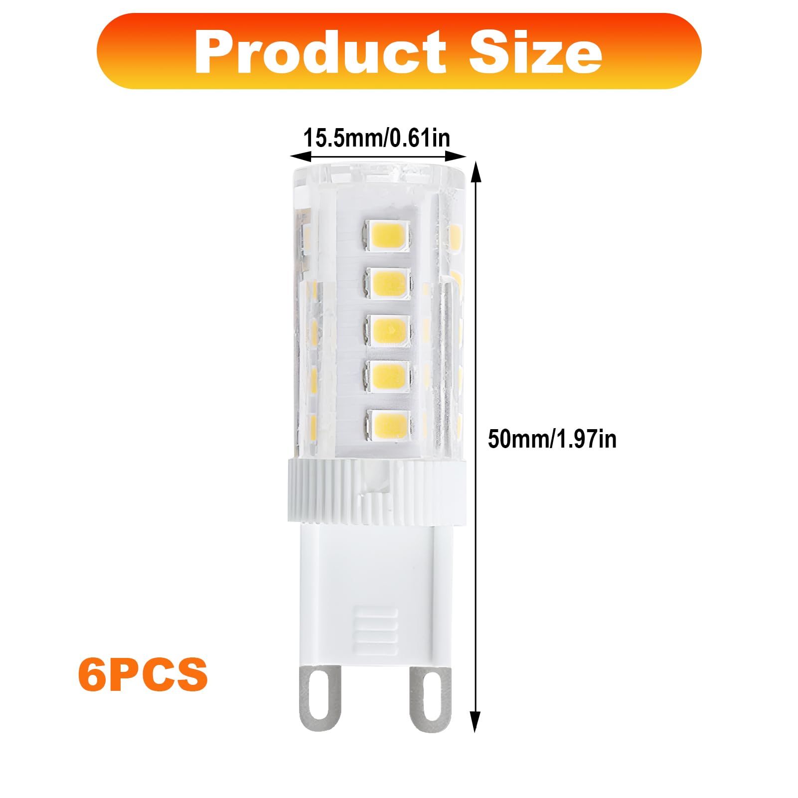 OddMart 6Pcs 3W G9 Light Bulbs LED Bulbs Natural Warm White 4500K - Image 3