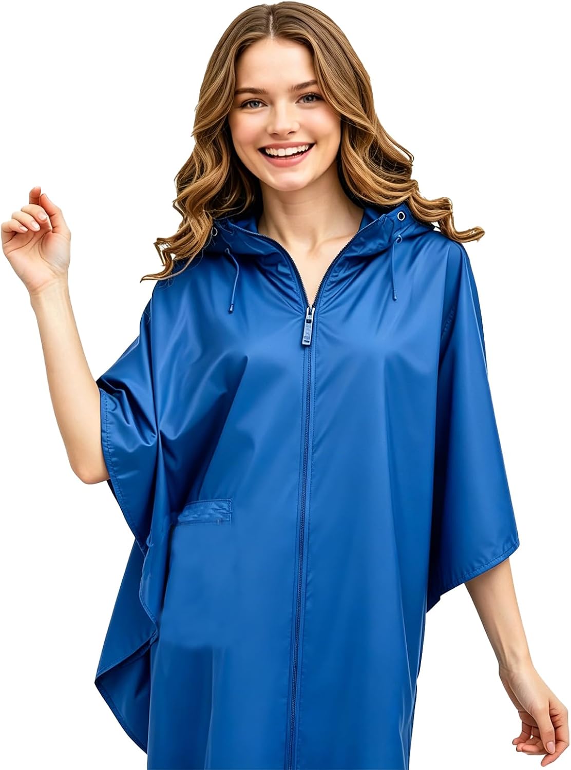 Waterproof Rain Poncho for Adults, Hooded Waterproof Rain PonchoReusable Hooded Rain Cape