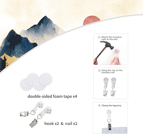 Miniatura 5 de Mocsicka Tapiz de montaña al atardecer, árbol, puesta de sol, paisaje natural, bosque, decoración de habitación, tapices para colgar en la pared