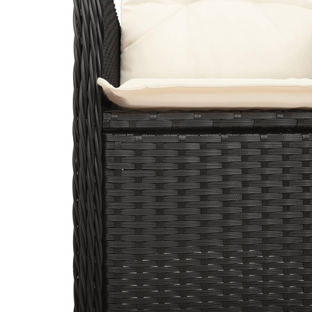 Poltrone reclinabili da giardino cuscini 2 pz rattan sintetico nero sedie da esterno resistente alle intemperie, poltrone per terrazze, mobili da giardino nero senza poggiapiedi