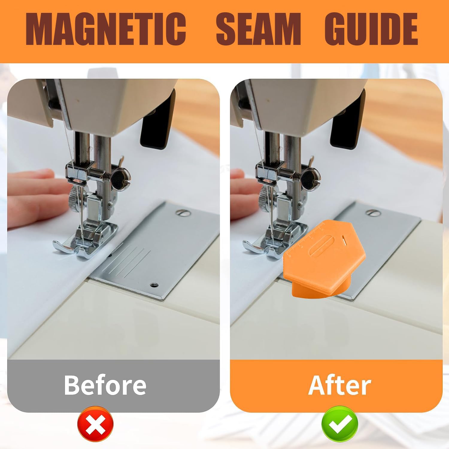 Guida Magnetica Per Cucire 3 Pezzi | Guida Poligonale Per Macchina Da Cucire Con Scala, Per Cuciture Dritte