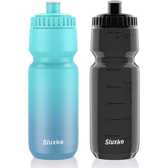 SLUXKE 1000 ml Bicycle Water Bottle Pack of 2 Water Bottles 1 Litre Squeeze Road Bike Bottles Leak-Proof Bicycle Bottles Suitable for Outdoor Fitness Cycling Running