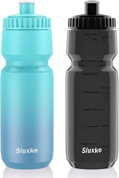 SLUXKE 24oz Bike Water Bottle 2Pack, 720ml Sports Squeeze Bottle Lightweight, Durable Cycling Water Bottle Fits Most Bike Cages