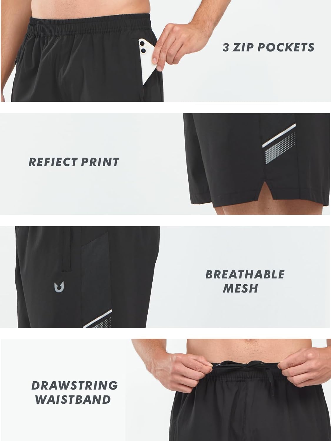 NORTHYARD Men's Athletic Running Shorts 5" Quick Dry Lightweight with Zip Pockets Gym Workout Active - Image 3
