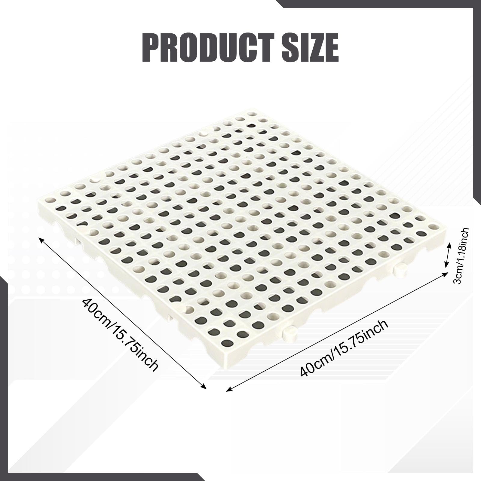 Bancale in Plastica PP, Piattaforma di Ventilazione per Pavimenti, Griglia Traspirante, per Magazzino, Produzione, Spedizione- 40 Cm X 40 Cm X 3 Cm