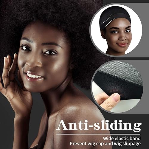 Miniatura 45 de 12 Paquetes Dreamlover Beige, base de peluca color beige, casquillos de peluca con extremo de nailon elástico de color carne, cada tablero de papel