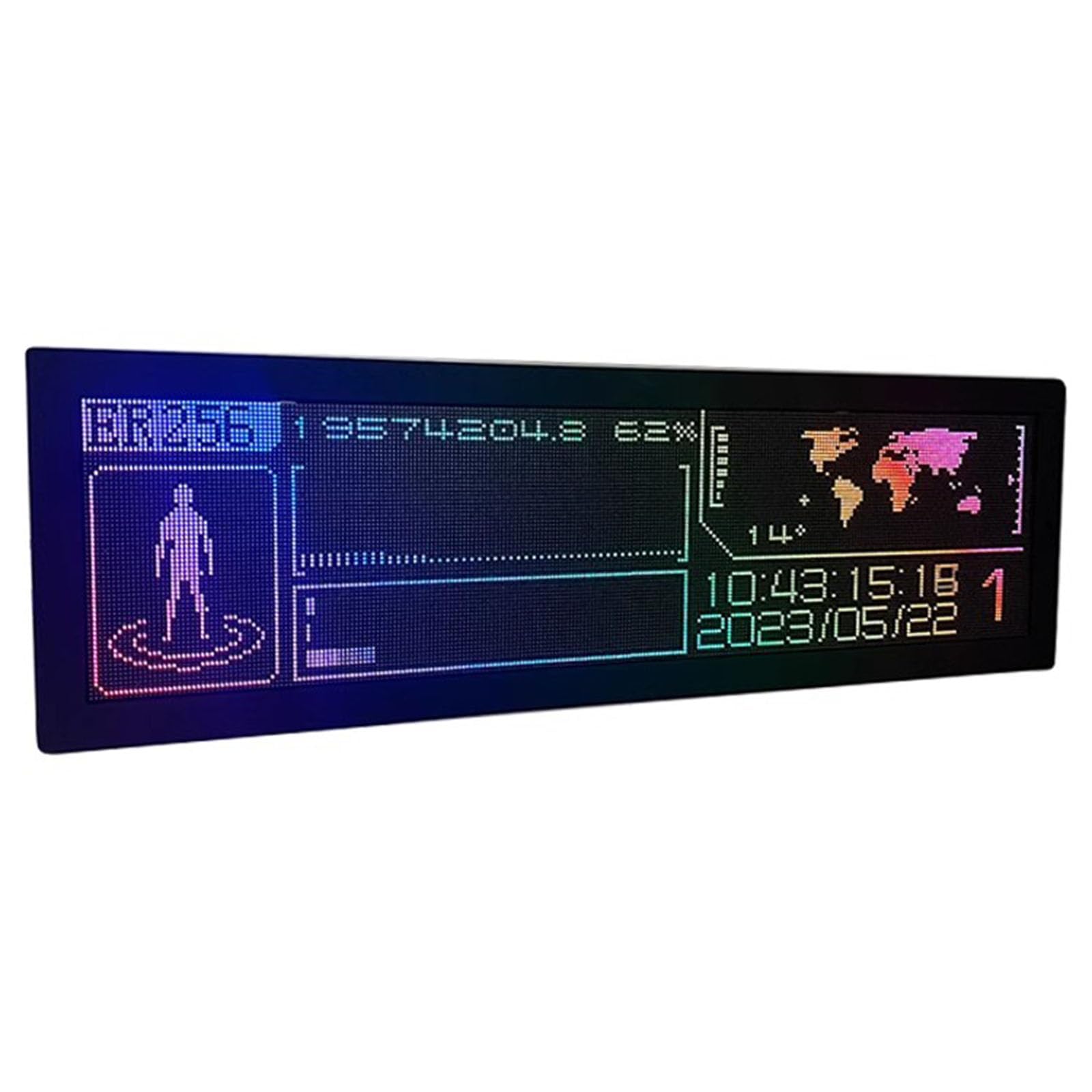 LED Music Spectrum Clock 12h 24h Alarm Clock Support Flowing Fonts Level Display Dimmable with Voice Sensor for